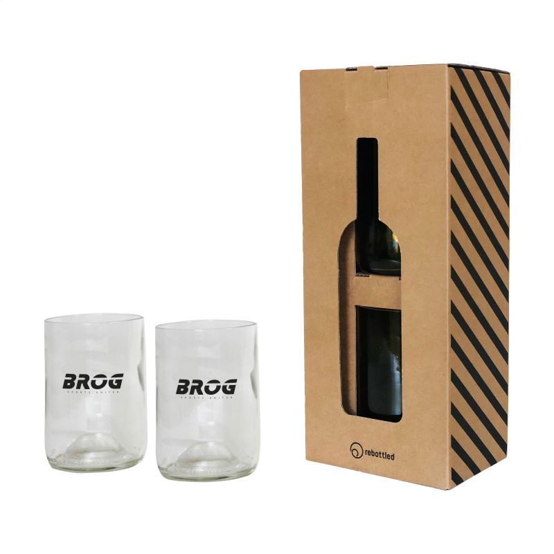 2 Verres à partir de bouteille de vin recyclées Fabrication Europe translucide
