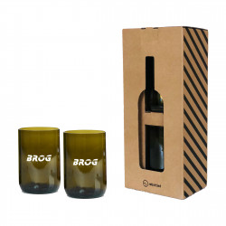2 Verres à partir de bouteille de vin recyclées Fabrication Europe olive