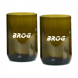 2 Verres à partir de bouteille de vin recyclées Fabrication Europe olive