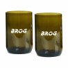 2 Verres à partir de bouteille de vin recyclées Fabrication Europe olive