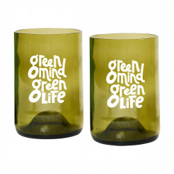 2 Verres à partir de bouteille de vin recyclées Fabrication Europe ambre