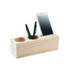 Support bureau écologique en bois pour téléphone & stylos avec graine