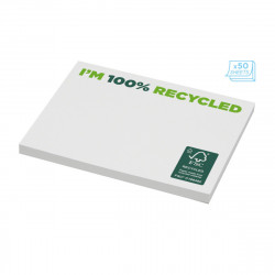 Notes adhésives écologiques 100 x 75mm 50F recyclé et FSC avec marquage inclus 1 coul
