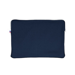 Pochette à ordinateur housse fabriquée en FRANCE coton Bio bleu marine