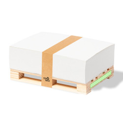 Bloc papier sur palette bois non-repositionnable NOTE-PALET-11,5x7,3-HIBO-MKT marquage bis