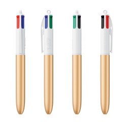 Stylo BIC® 4 couleurs bille GLACÉ 0000_1057 Blanc-Or glacé