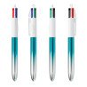 Stylo BIC® 4 couleurs bille BICOLOR METALLIC FRANCE avec marquage inclus 1 coul Bleu turquoise argent