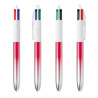 Stylo BIC® 4 couleurs bille BICOLOR METALLIC FRANCE avec marquage inclus 1 coul Rouge argent