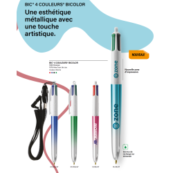 Stylo BIC® 4 couleurs bille BICOLOR METALLIC FRANCE avec marquage inclus 1 coul