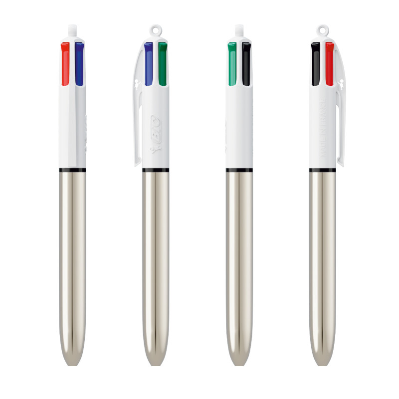 Stylo 4 couleurs BIC® SHINE 1106 (5 finitions) 3460001106 marquage 1 coul ARGENT