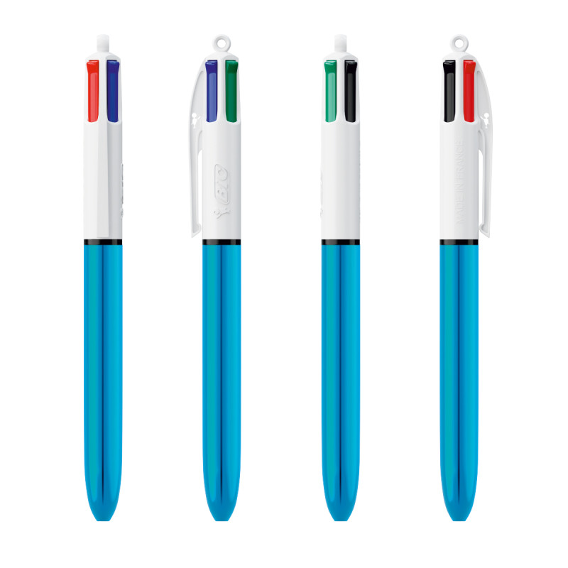 Stylo 4 couleurs BIC® SHINE 1106 (5 finitions) 3460001106 marquage 1 coul BLEU