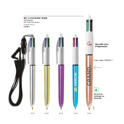 Stylo 4 couleurs BIC® SHINE 1106 (5 finitions) 3460001106 marquage 1 coul presentation