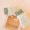 Savon de Marseille Exfoliant 100g avec marquage sur pochon Fabrication FRANCE
