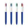 Stylo BIC® 4 couleurs bille ORIGINAL "Classique" BLANC-BLEU MARINE BAGUE BLANCHE