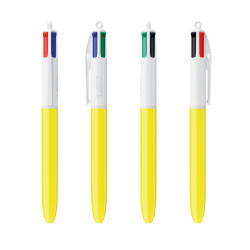 Stylo BIC® 4 couleurs bille ORIGINAL "Classique" BLANC-JAUNE