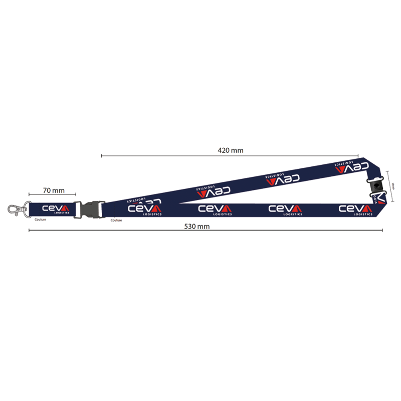 Cordon Tour du cou lanyard écologique en RPET ceva