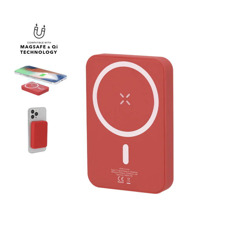 CHARGEUR-MAGSAFE-5000mAH-5W-tude-MKT ROUGE