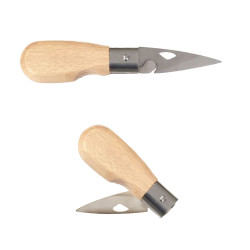 Couteau à huîtres en bois chêne avec marquage inclus laser
