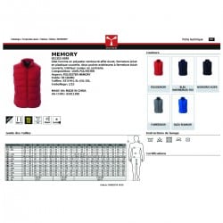 Gilet sans manche doudoune MEMORY grille des tailles