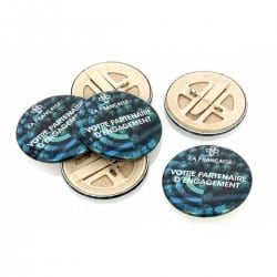 Badge bois et amidon de maïs biodégradable