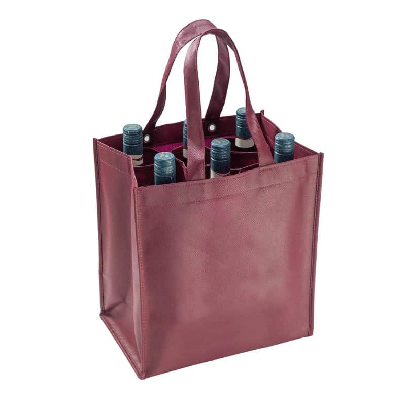 Sac porte-bouteilles (6) - sac shopping noir non-tissé solide