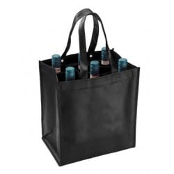 Sac porte-bouteilles (6) - sac shopping noir non-tissé solide