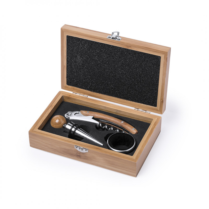 SET ENSEMBLE À VIN COFFRET BAMBOU
